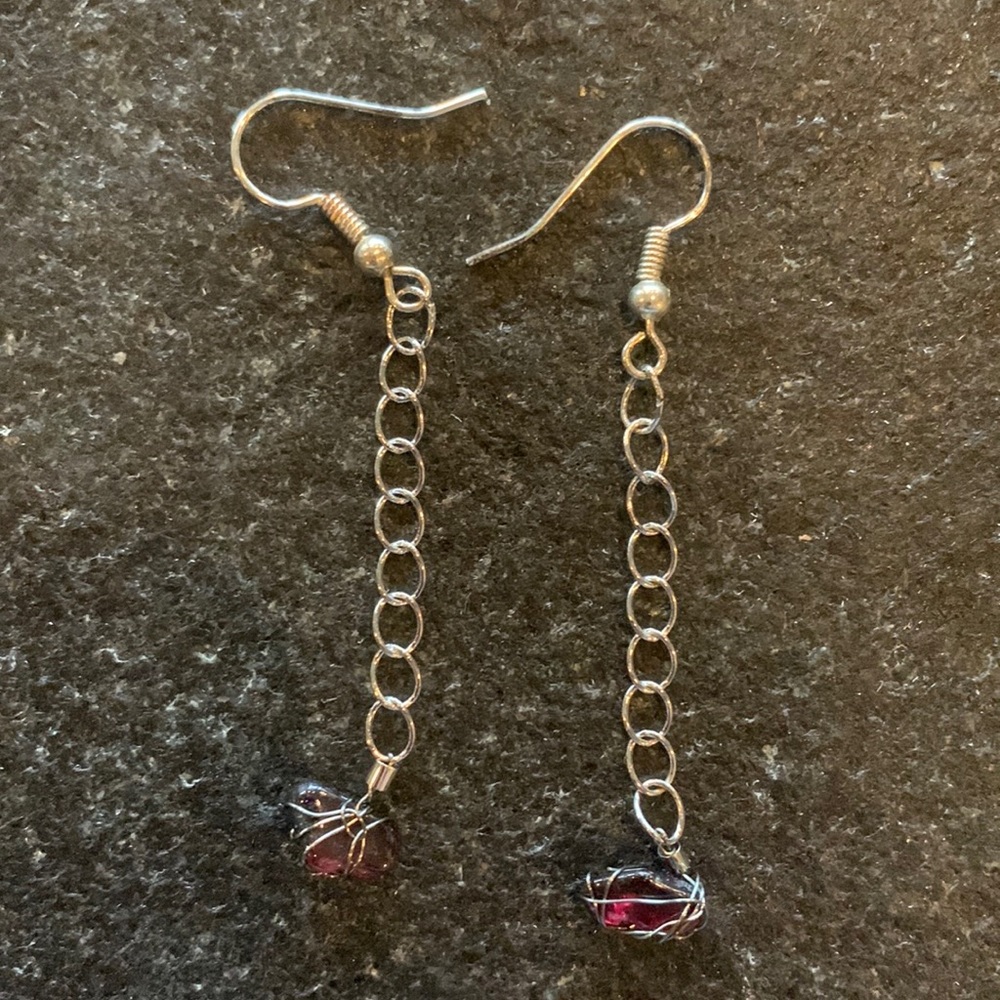 Garnet dangle earrings